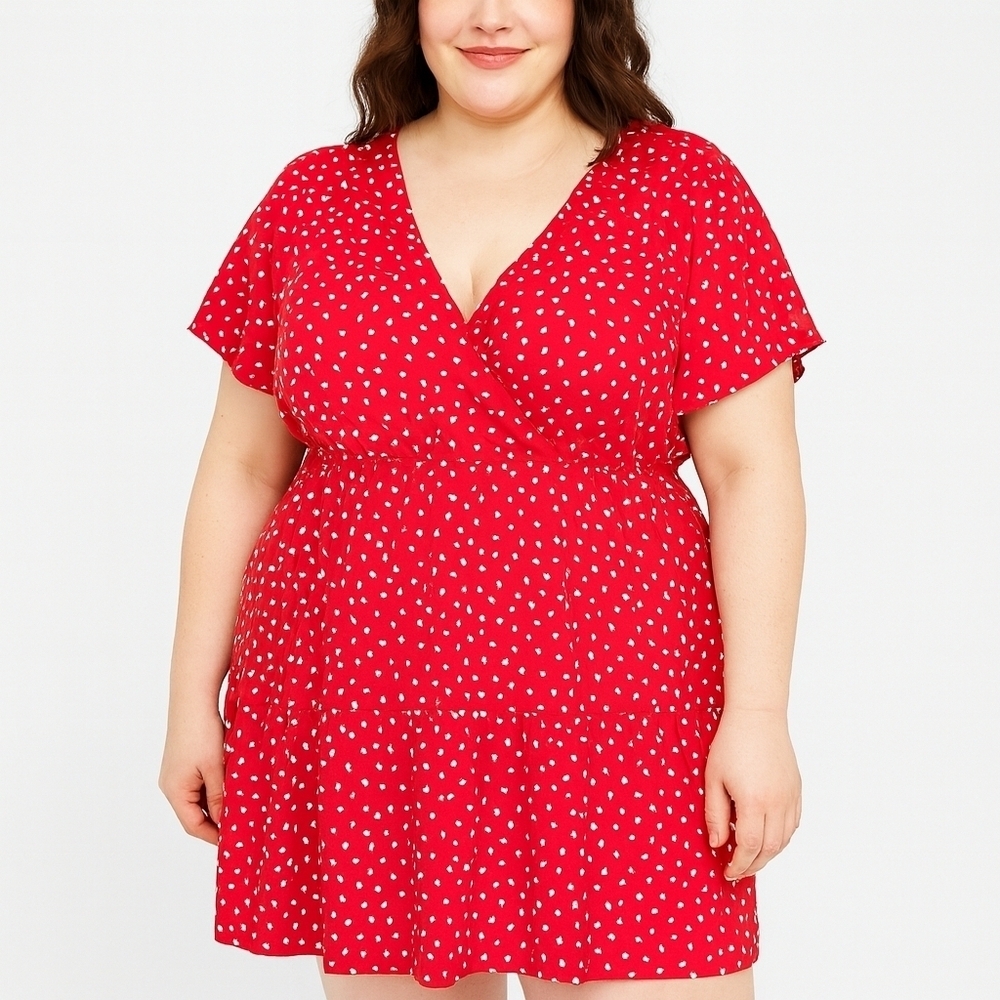 SHEIN Red Heart Midi Dress Plus Valentine's Day Feminine Sz 3XL - Picture 1 of 9